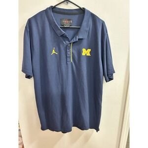 Michigan Wolverines Polo‎ Shirt Mens Size Medium Blue Jordan Nike